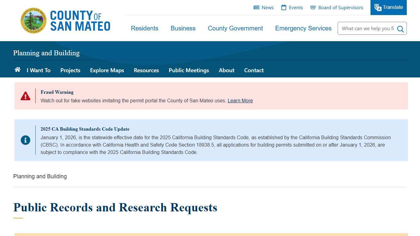 Public Records and Research Requests County of San Mateo, CA